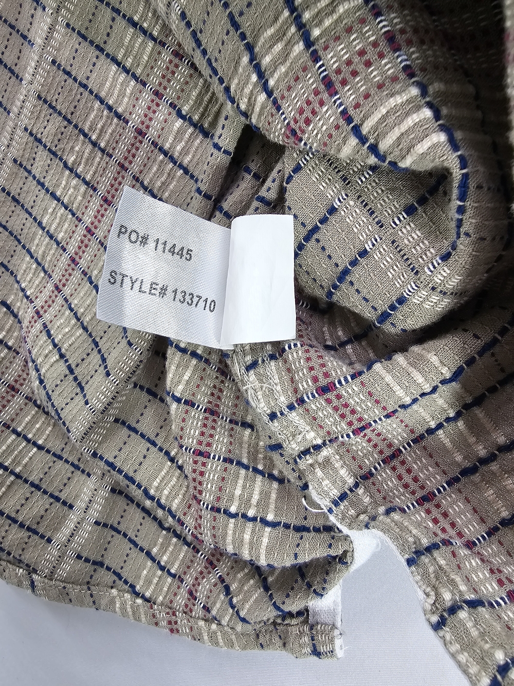 Carbon 2 Cobalt Textured Dobby Dash Men's L Khaki RWB Striped Button Up Shirt - Picture 8 of 8